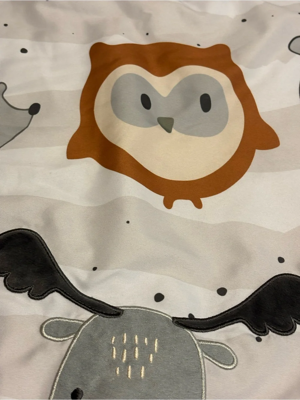 Peanut Shell Woodland Walk Animal Baby Crib Quilt Appliqué Fox Moose Owl Raccoon